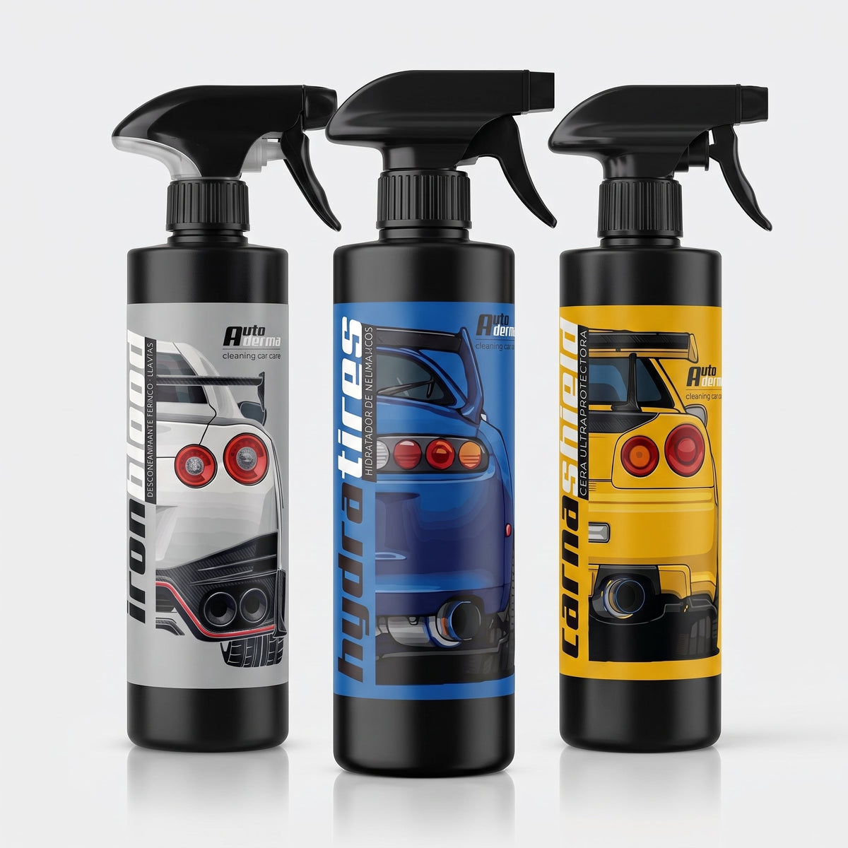 Kit de limpieza exterior de coche Autoderma: descontaminante, cera y neumáticos